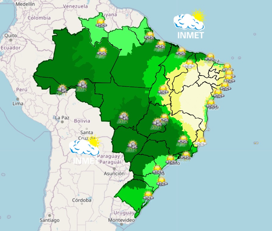 chuva previsão do tempo - mapa - 4-12